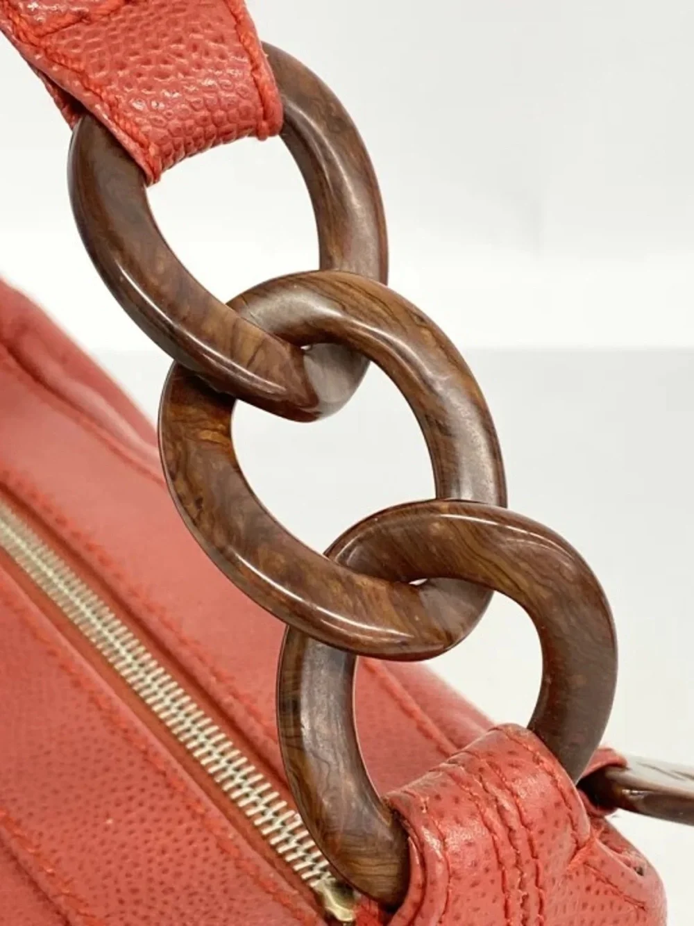 Authentic CHANEL mini red leather wood links mini bag